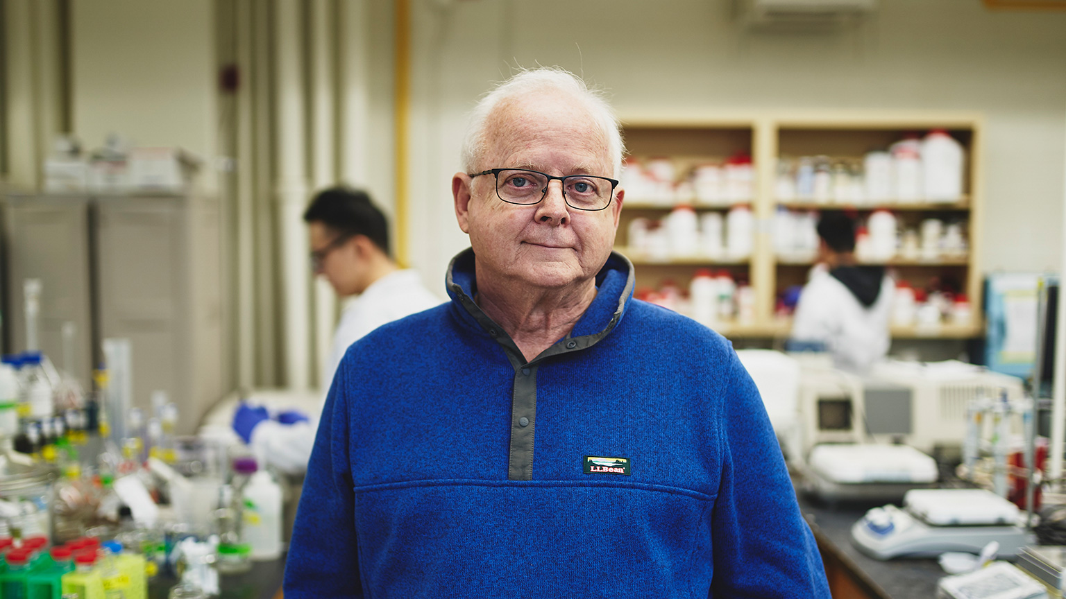 portrait of Robert Pelton in the McMaster’s Centre for Pulp and Paper Research facility