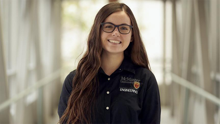 Liz DaMaren wearing a McMaster Engineering shirt