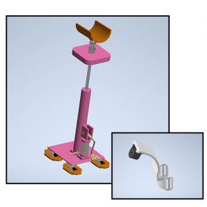 The flamingo which is a pink stand that has a curved arm support on it