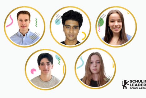 The 2021 Schulich Leaders in the Faculty of Engineering are (top row, left to right) Michael Fedotov, Sathurshan Arulmohan, Jay Botham, (bottom row, left to right) Joseph Saturnino and Annika Culhane