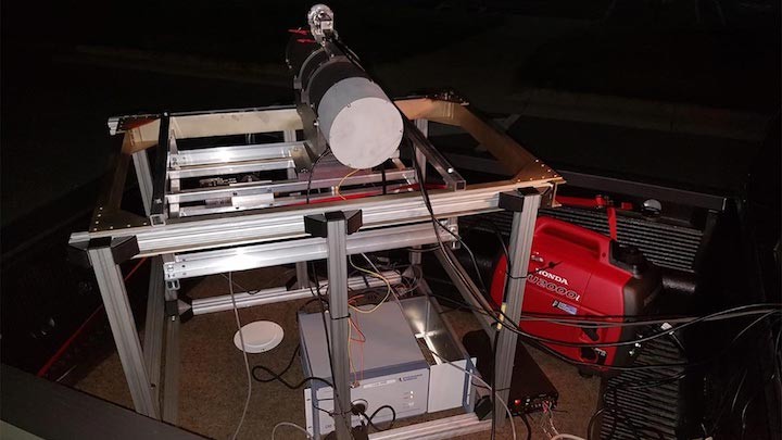 ARTEMIS setup on back of pickup truck for outdoor testing at NIST facility in Gaithersburg, Maryland, June 2018.