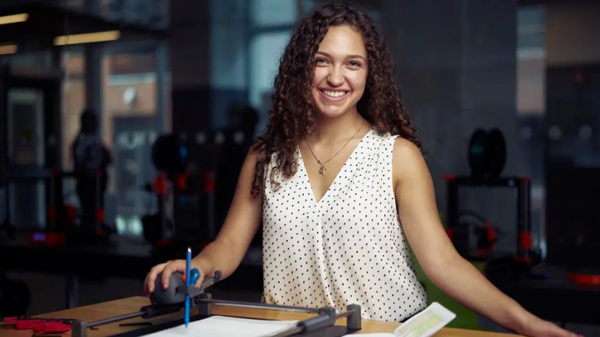 Lianna Genovese with her Guided Hands device