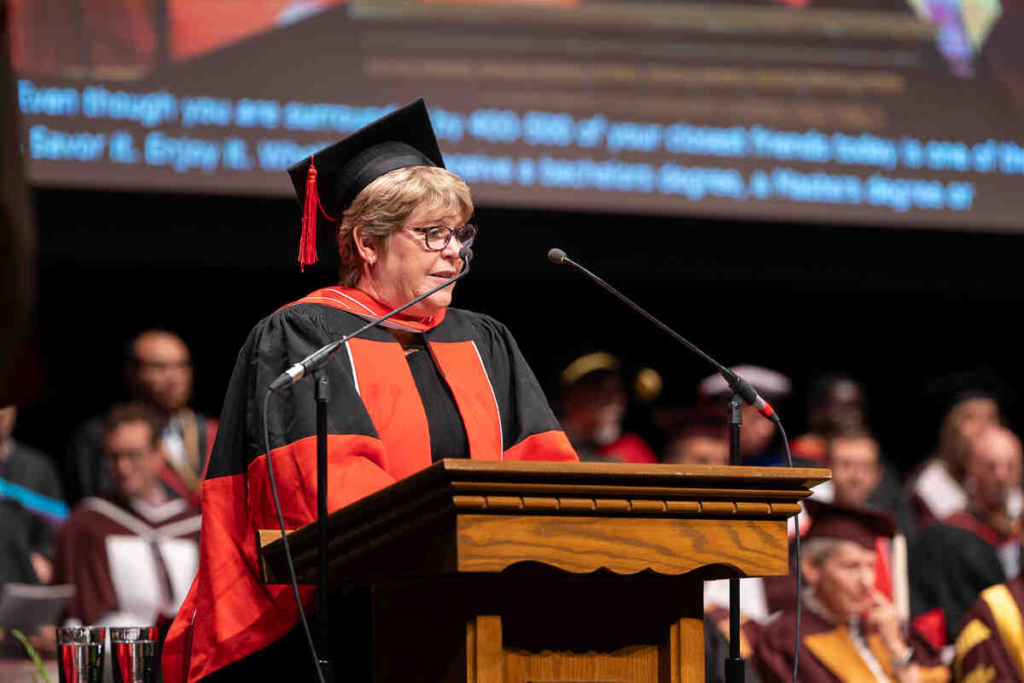 Heather Sheardown spoke at Convocation