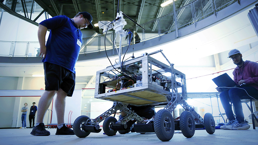 McMaster Mars Rover Team working on robotics project