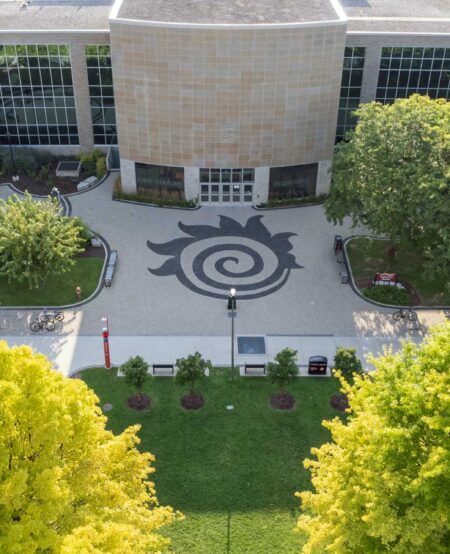Drone view of the John Hodgins Engineering Building