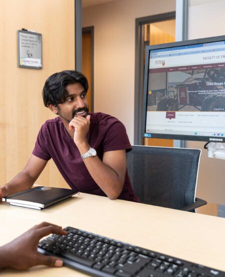 Student in Career Advising Office