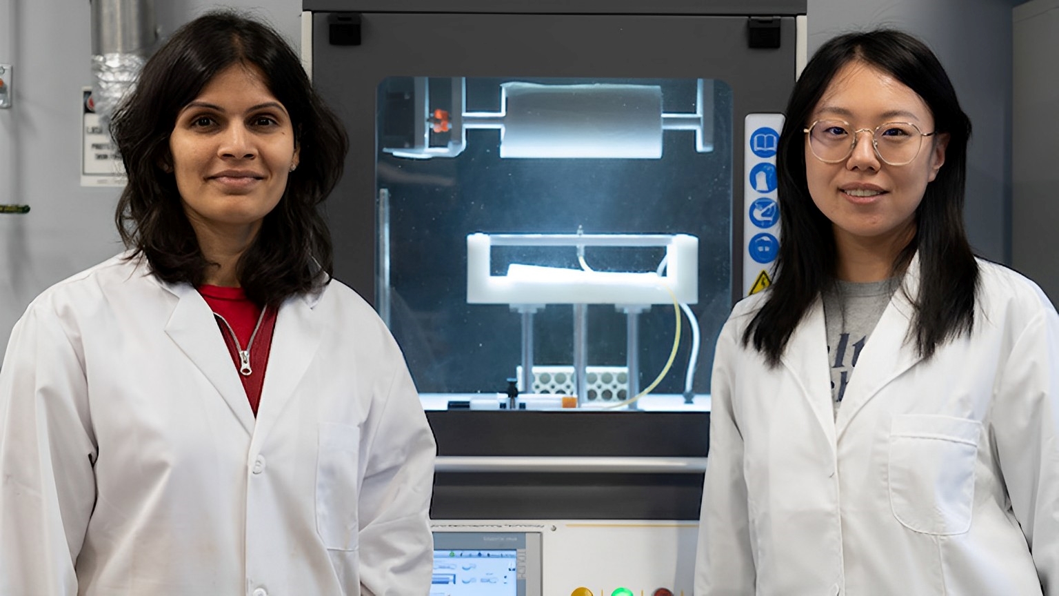 Post-doctoral research fellow Sneha Shanbhag and PhD candidate Rong Wu.