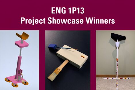 Three project winners from the 1P13 showcase are displayed.