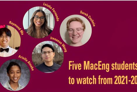 infographic featuring five students.