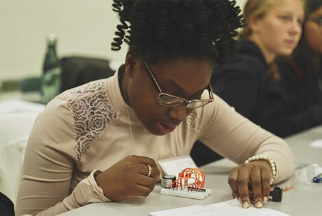 A girl participating in a Go ENG Girl session in 2019.