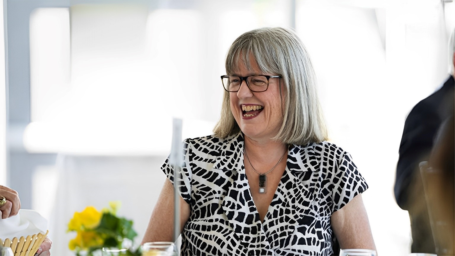Donna Strickland laughing.