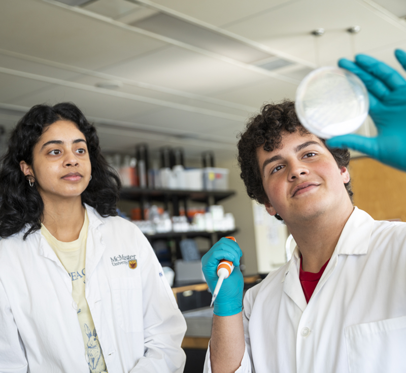 Students looking at a tissue sample