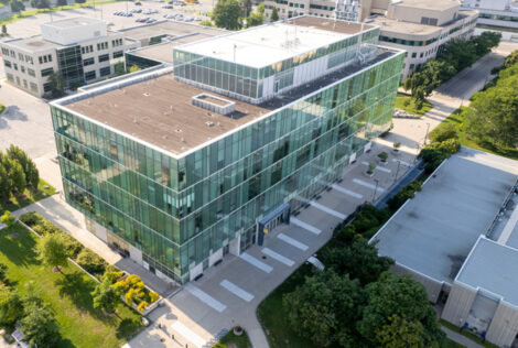 An aerial view of the Engineering Technology Building ETB