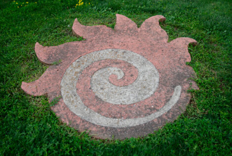 a fireball made out of stone in the ground