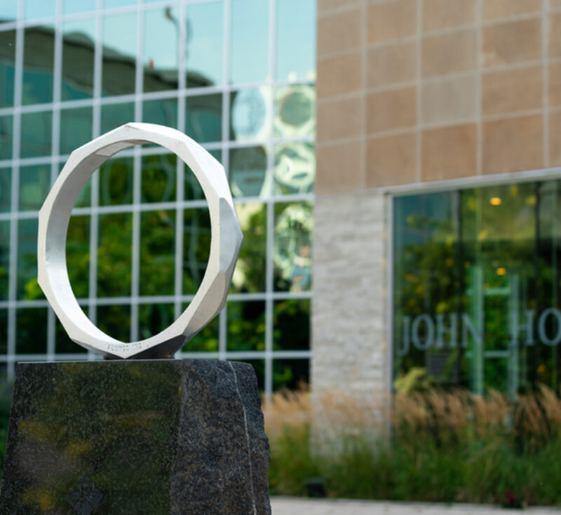 The Iron Ring statue outside John Hodgins Engineering Building