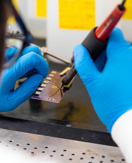 A close-up of soldering.