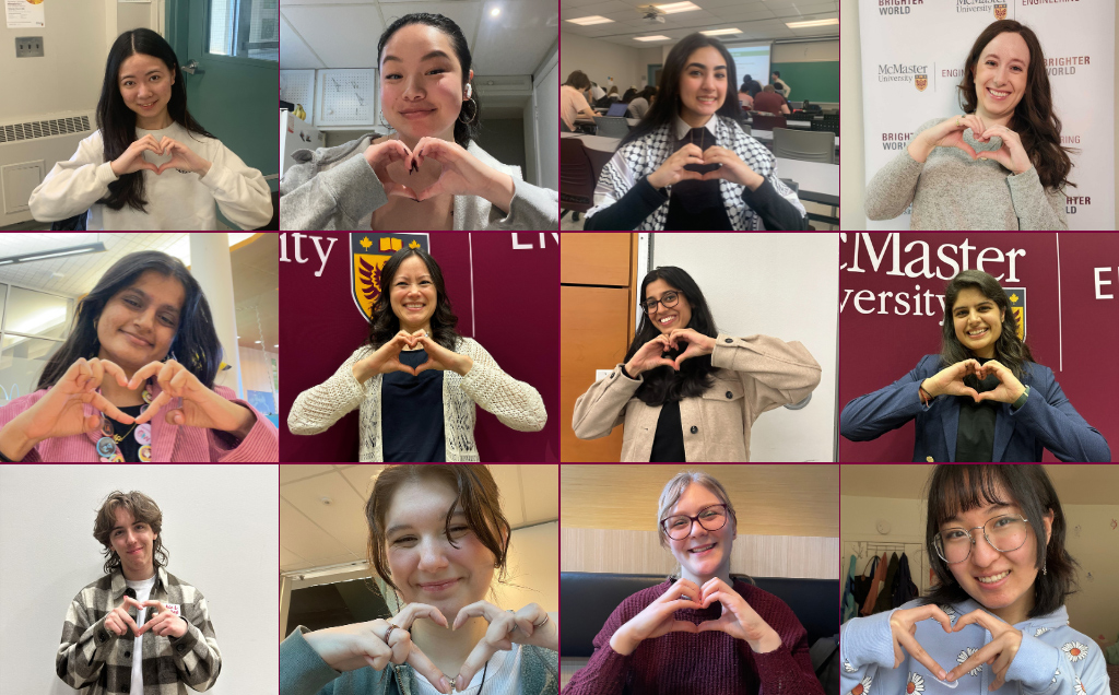 Collage of Mac Eng woman making heart hands