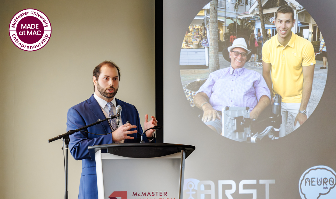 Stevie Foglia speaks at a podium