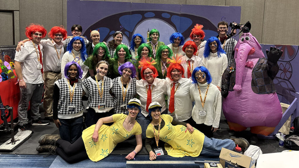 Group of students dressed up like characters from Inside Out