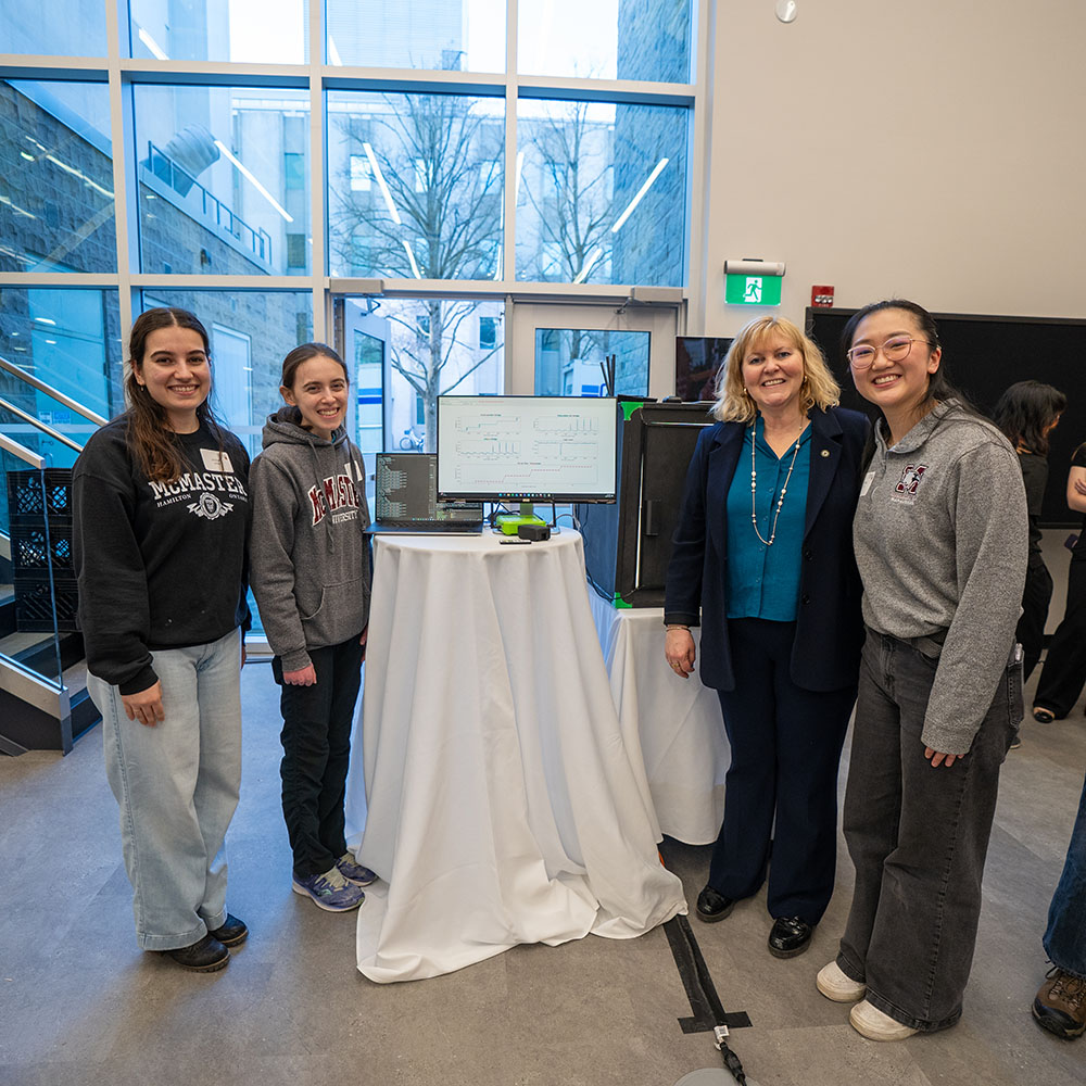 Spring Fu with McMaster's President and Vice Chancellor alongside her Capstone group