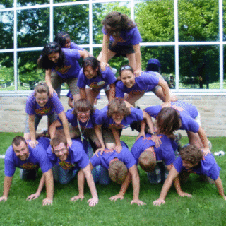 Staff in a pyramid in 2009