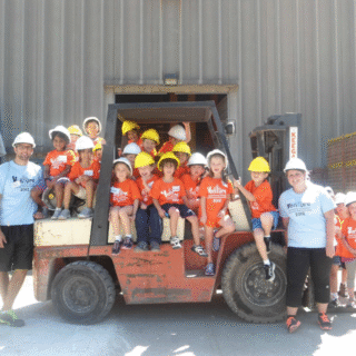 Kids with construction hats