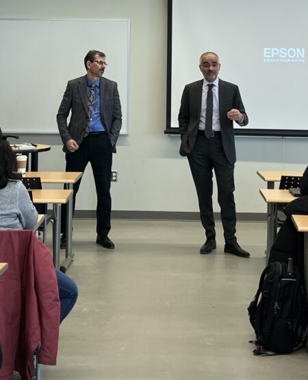 A candid shot of instructors in class