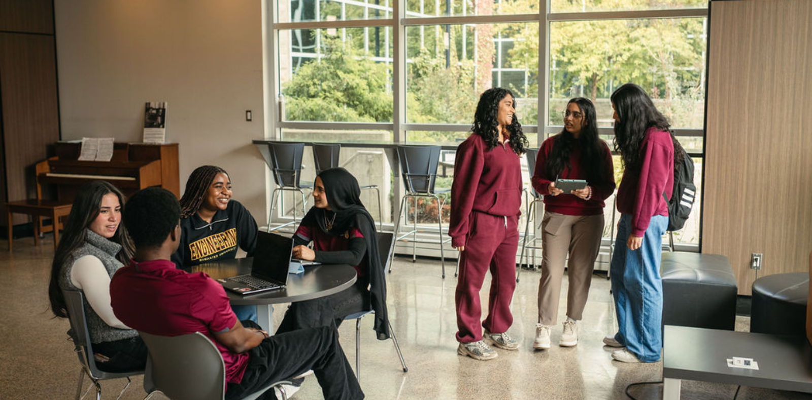 Groups of students talking