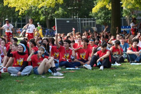 Groups of students at Welcome Week event