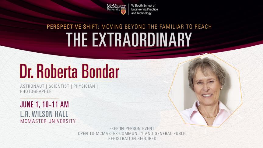 Dr. Roberta Bondar to Speak at McMaster University on June 1