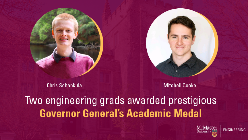 Two engineering grads awarded prestigious Governor General’s Academic Medals