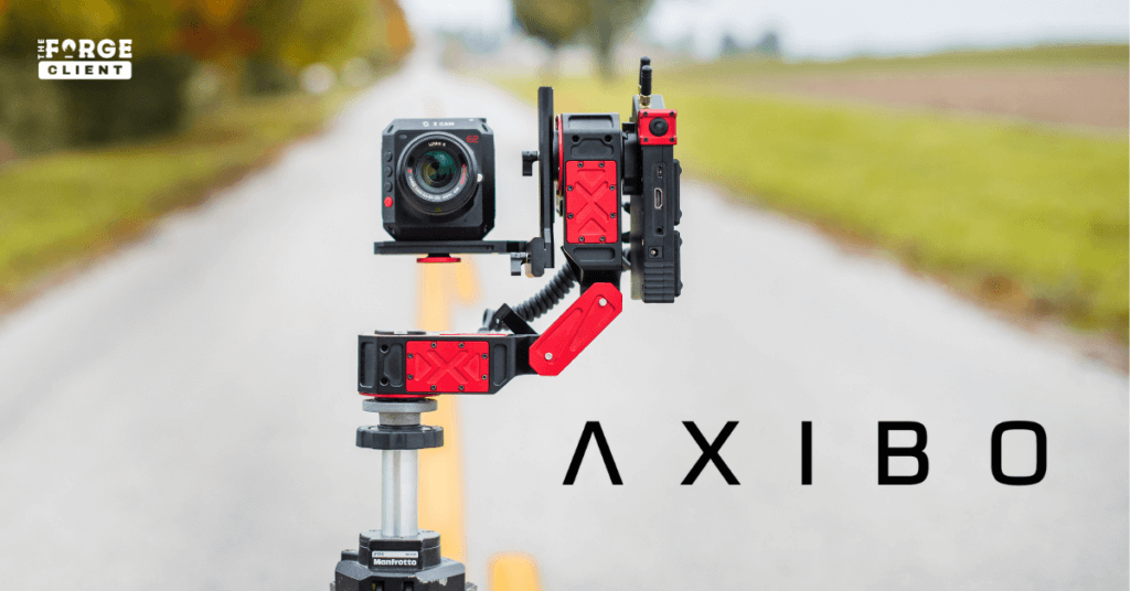 A camera sits an a stabalizing arm in the middle of a road