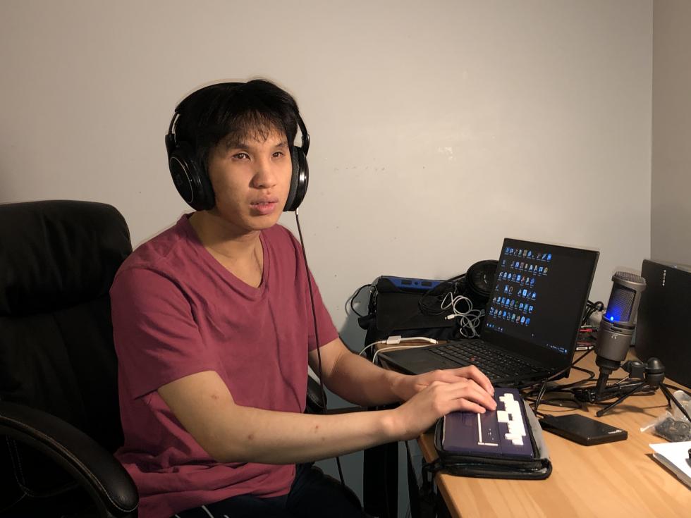 Ka Li, a York University student, at his work from home setup.
